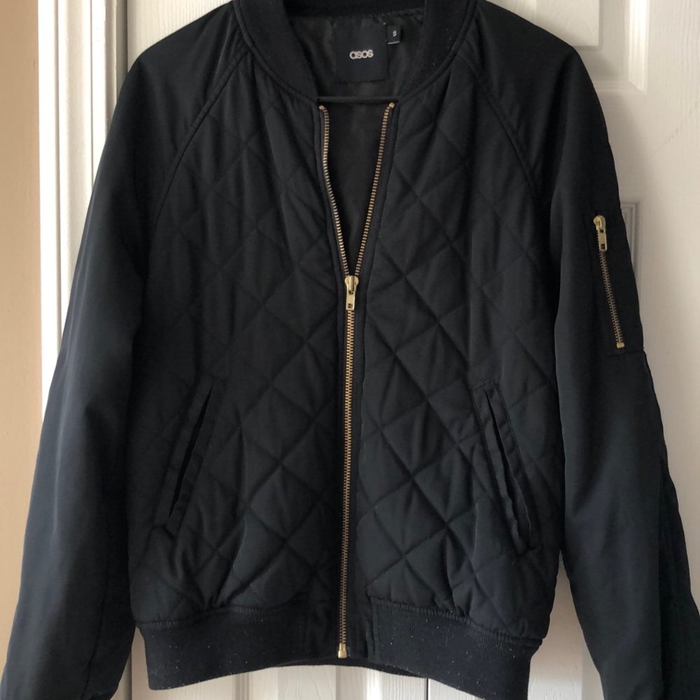 Quilted Bomber with Gold Hardware